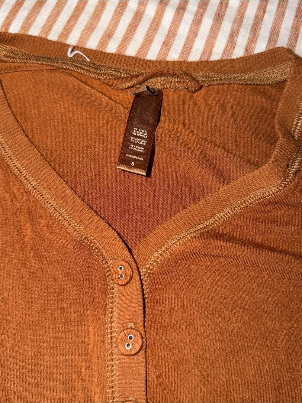 SKIMS Long-Sleeve Henley Nightdress in Rust